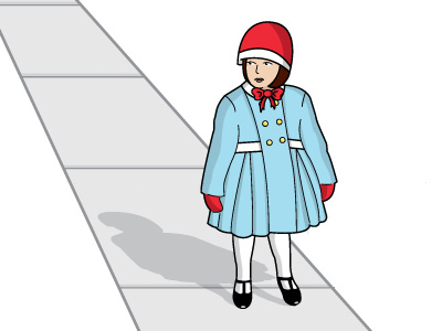 Because It's Cold Outside blue character flat grey illustration illustrator little girl red snow vector white winter