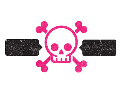 Pink skull black and white crossbones evenweight logo pink simple skull