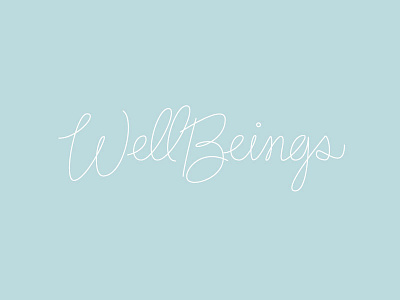 Wellbeings hand made lettering logo script vector