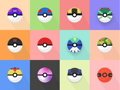 Pokeball Icons design flat icon illustration pokeball pokemon