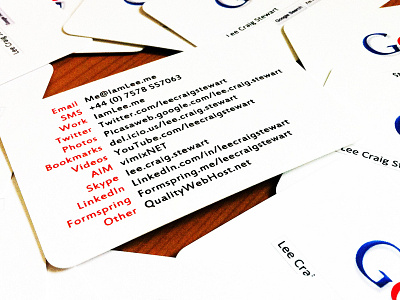 'Google Me' Business Cards (2011) business cards