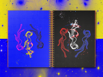 APOLLO abstract apollo blue celestial cosmos god illustration notebook space star surreal yellow
