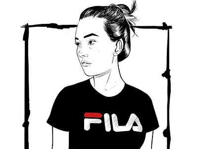Sport Girl black black white comic design girl illustration ink manga pop art portrait