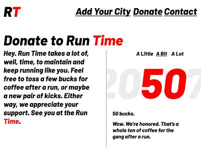 Run Time: Donate branding design typography ui ux web