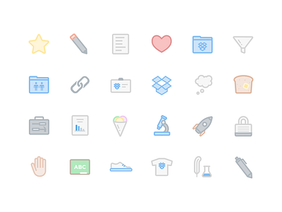 Microsite icons (Cuties) cuties dropbox icons illustration microns web