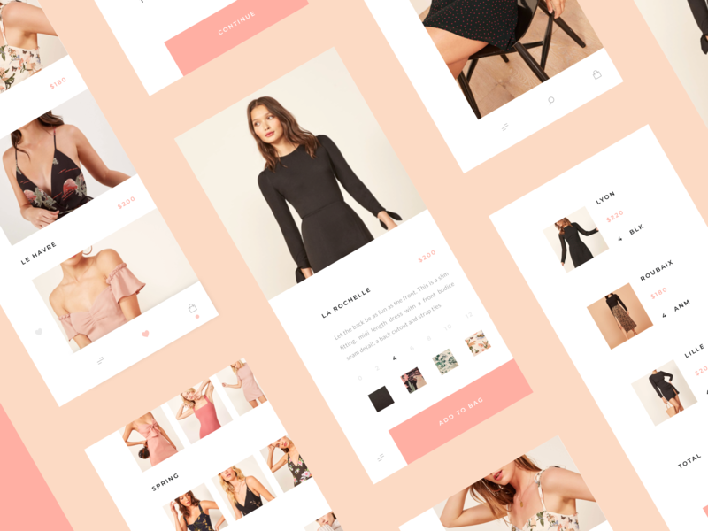 Peche Grid app collective ecommence fashion front end front end greyson grid interaction lookbook minimal minimalism mobile peche quinn react remote typography ui ux