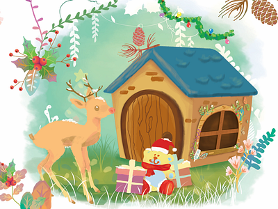 Christmas Reindeer digital illustration