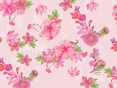 Pink on Pink pattern floral pattern graphic design pink