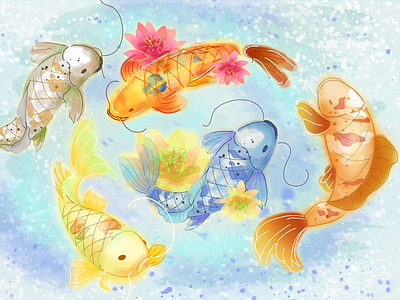 Koi Illustration art digital art graphics illustration koi fish pastel