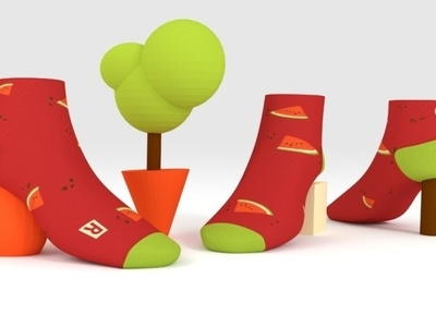 Watermelon Socks 3d 3d artist design sock socks watermelon