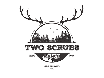 Another concept for Two scrubs Ranch agricultural branding classic classic logo creative deer design graphic design illustration logo logo design minimal old school pines ranch texas vector vintage vintage logo western