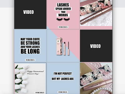 Instagram feed planning/creation for beauty brand beauty branding classic creative design feed female illustration illustrator instagram design instagram feed minimal typography ui vector