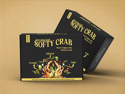 Minimal breaded soft shell crab box packaging design