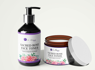 Sacred rose face toner label design branding design graphic design illustration labeldesign logo package design packaging design rose water