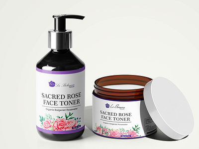 Sacred rose face toner minimal label design