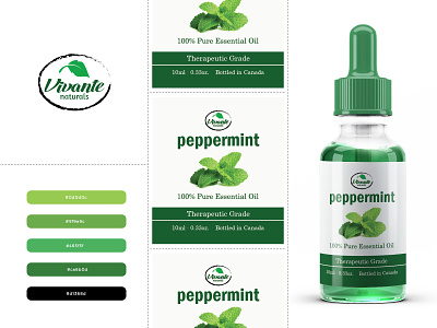 Peppermint Essential Oil Label Design - Modern Minimal Branding