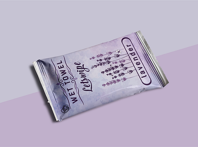 Lavender Wet Towel Label Design. beauty product boxdesign branding design label label packaging labeldesign lavender minimal package design packaging design wet