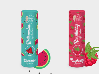 Watermelon and Raspberry Lip Blam Label Design. branding label design label packaging lip lip balm package design packaging packaging design product packaging design raspberry watermelon