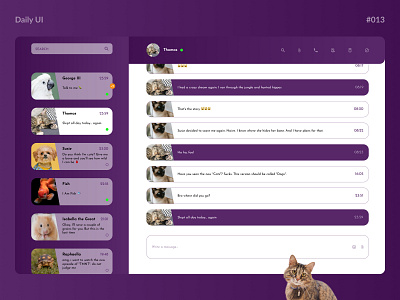 Direct Messaging — Daily UI #013 animals cats challenge chat conversation daily daily ui daily ui 013 dailyui dailyui 013 dailyui013 direct direct messaging message messanger ui ux