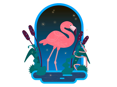 Flamingo in the night