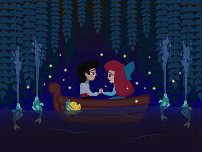 Ariel & Eric adobe ilustrator ariel art cartoon disney disney art disney princess disney world eric fishes flounder girl illustration kiss little mermaid mermaid prince princess vector vector art