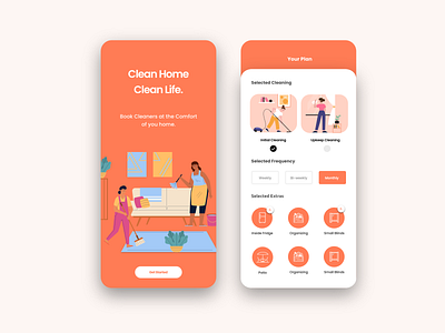 Home Cleaning Service adobe xd android app development flutter development ios development react native