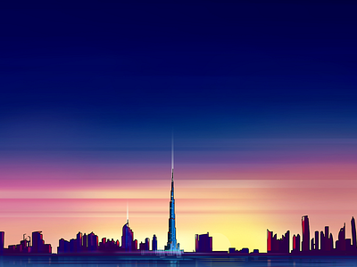 Burj Khalifa burj digital dubai evening illustration khalifa painting skyline sunset uae