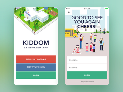 Kiddom App app dashboard education flat illustration kiddom landing login ui