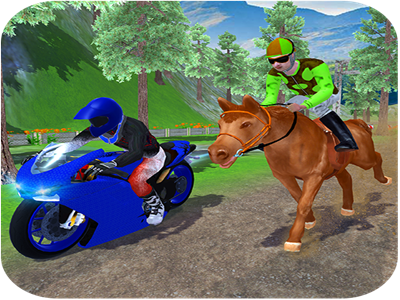 Horse Vs Bike: Ultimate Race android bike challenging game horse horseriding jokey jungle motorbike obstacles race stunts thrilling ultimate