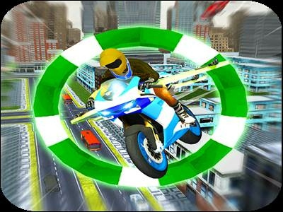 Flying Motor Bike City Transport game android pilot shoot airplane stunts smash motorbike futuristic passengers bouncing driving transport city bike motor flying