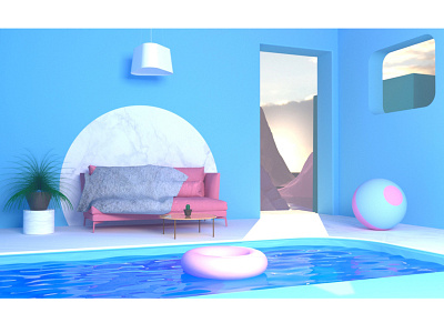 Summer Quarantine Architecture 3d 3d art c4d cinema4d coronarender graphic design minimal minimalistic design