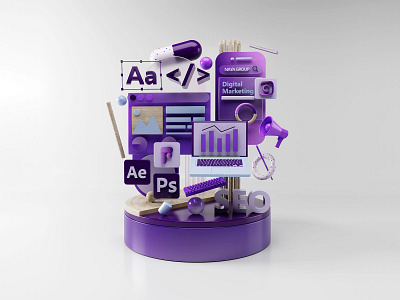 Digital Marketing 3D Illustration