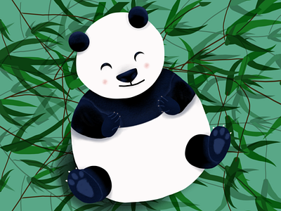 Panda animal art bamboo black white children art dribbble green illustration panda procreate sketch studiopen