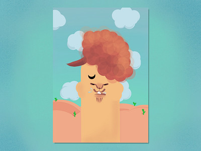 Llama airbrush alpaca animal art cactus children art circles clouds dribbble hills illustration llama procreate