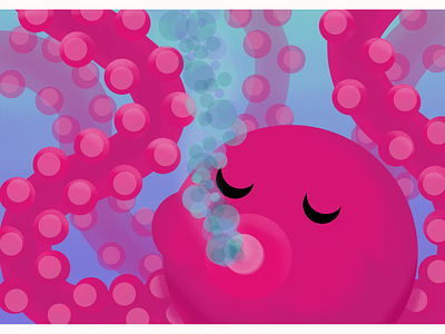 Bubbly Polpo animal art blue bubble bubbly children art cute dribbble illustration octopus pink polpo procreate sea underwater