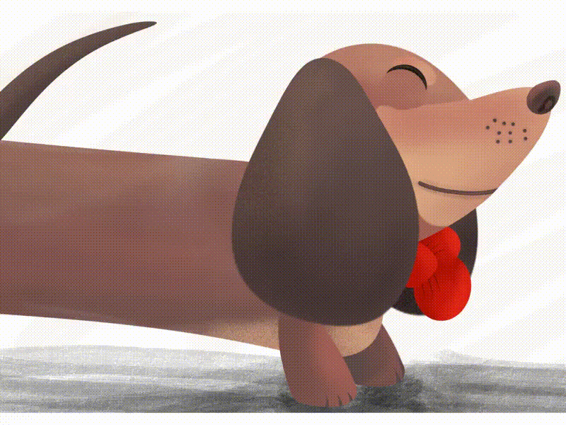 Sausage Dog animal art animation animator bow tie children art cute dog dribbble gif gif animation illustration procreate rough sausage dog tail