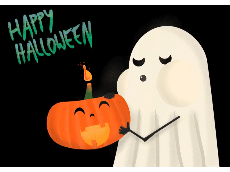 Happy Halloween Gif black white children art cute dribbble gif halloween happy illustration procreate