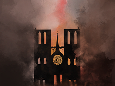 Notre-Dame de Paris burning dame dribbble fire illustration notre notre dame paris procreate