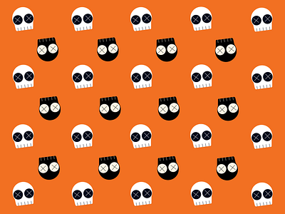 Halloween pattern cute dribbble dribbbleweeklywarmup halloween illustration orange procreate skull