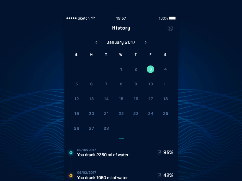 History Tab for Water Hydration Reminder & Tracker