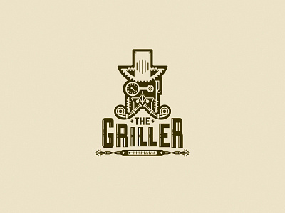 The Griller branding burger cafe design food grill logo retro steampunk technical