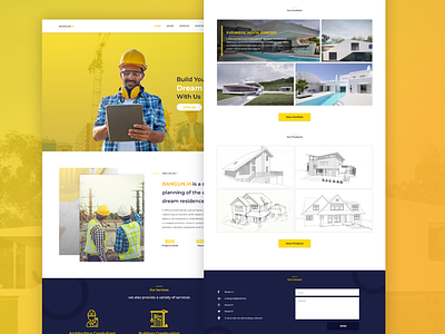 Bangun.in adobe xd architechture contraction indonesia ui ux web design yellow