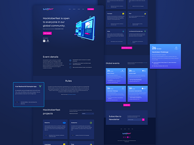 Hacktoberfest Landing Page Exploration blue dark event hackaton hacker hacktoberfest landing page october programmer ui ui design uiux web design website