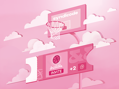 Dribbble Invites from Syndicode clouds dribble dribble invitation dribble invite dribble shot dribbleinvite illustration art invites invites giveaway logo pink syndicode
