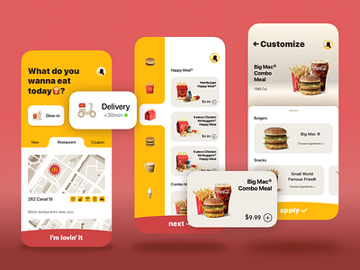 A redesign of McDonald's app app branding icon illustration ios ui ux