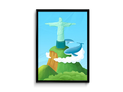 Another Cristo Redentor Expression cristo redentor illustration poster print rio whale