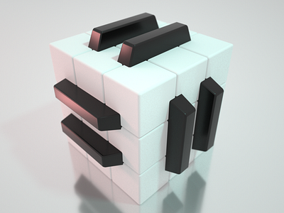 Rubik's cube Challenge black and white c4d cinema4d design illustration motion design motiongraphics octane octanerender piano rubiks cube