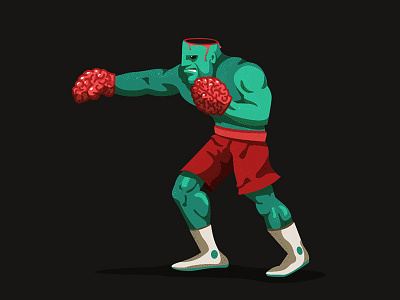 Smartass blood boxing brain gif glove head illustration lasseundbosse sport vector zombie