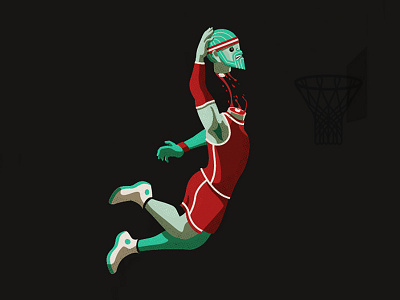 Wreck yourself! basketball beard dunk gif head illustration jump lasseundbosse nba sport vector zombie