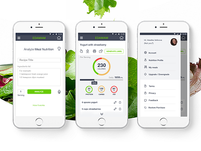 Nutrition Analysis App app design ui design ux design web design